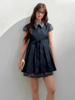 Gray Layered Collar Shirt Dress