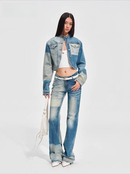 Equestrian Colorblock Straight Jeans