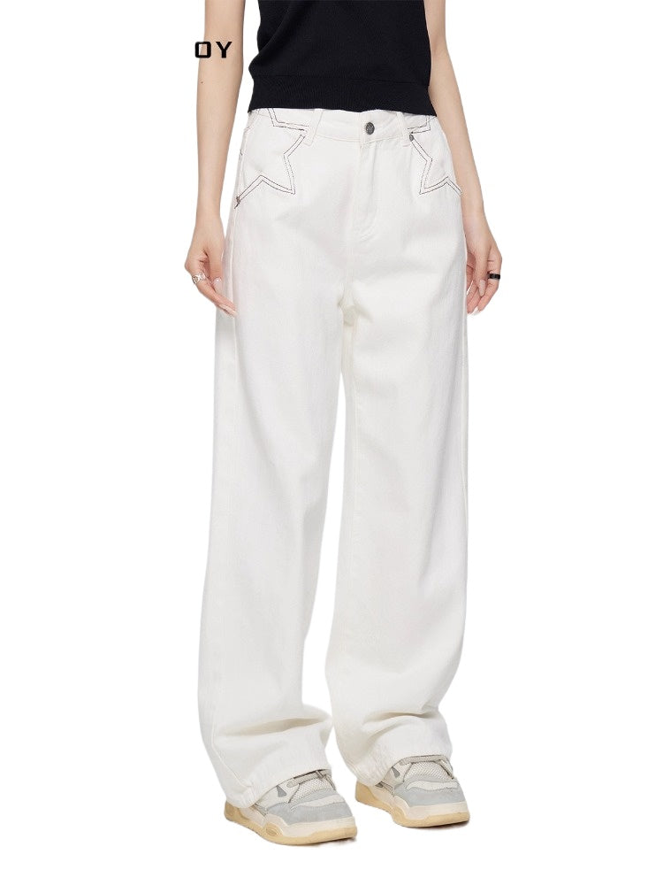 Star Denim Wide-Leg Pants