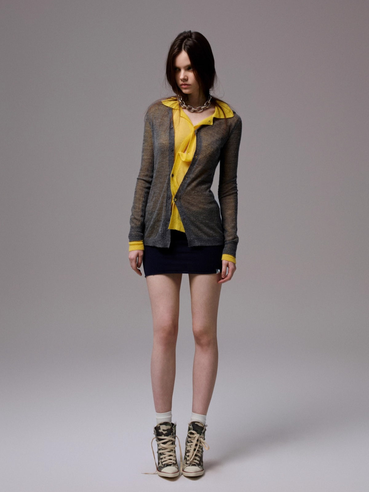 Mohair Slim Transparent Cardigan