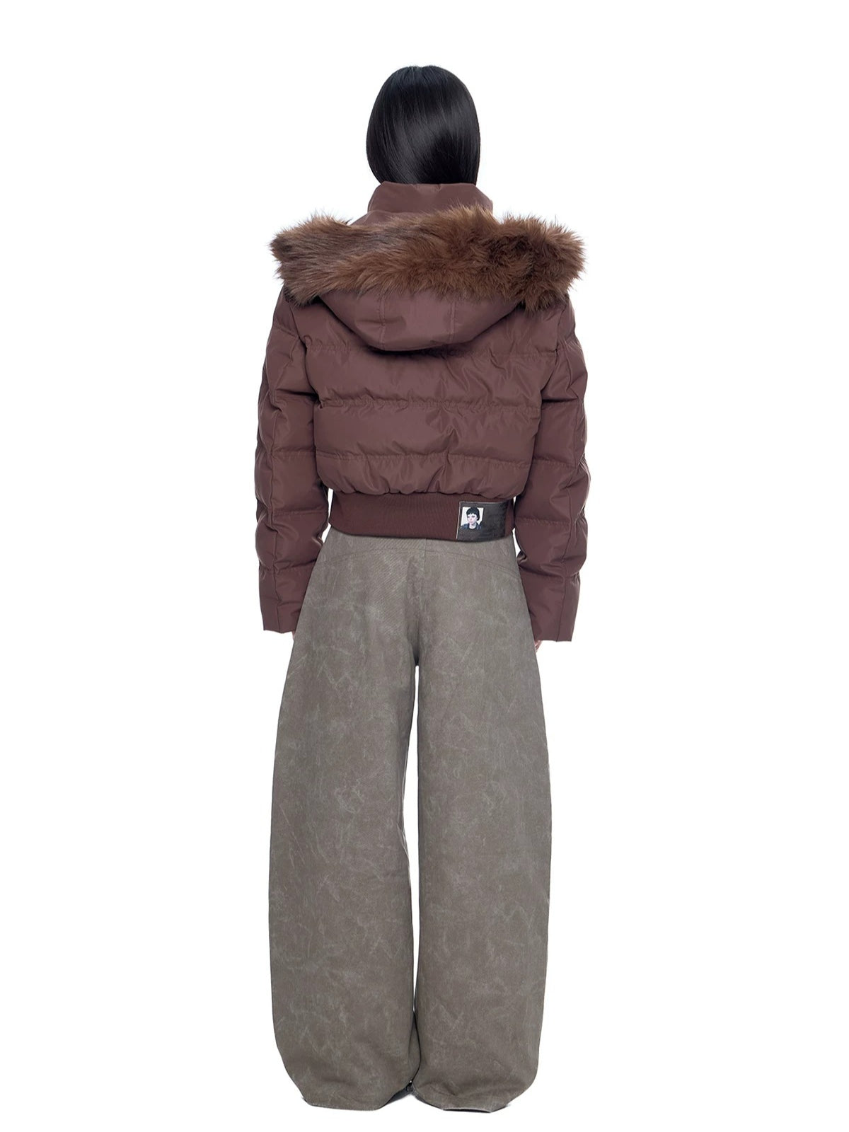 Fur Collar Hooded Cropped Down