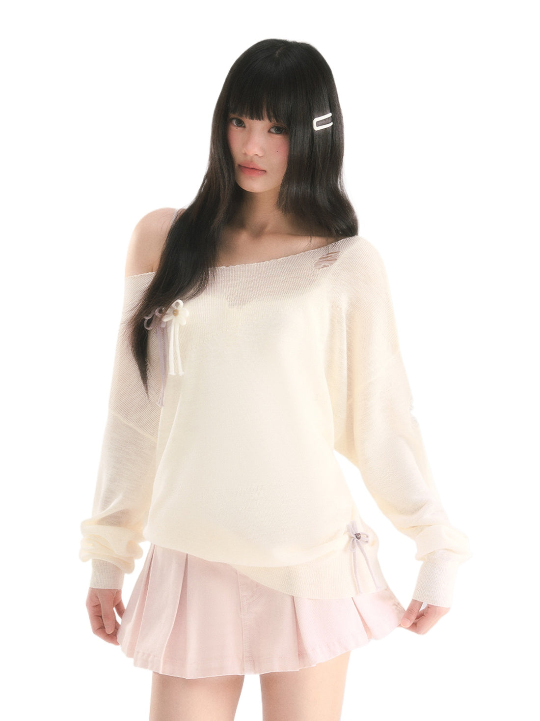 Apricot Asymmetric Floral Tee