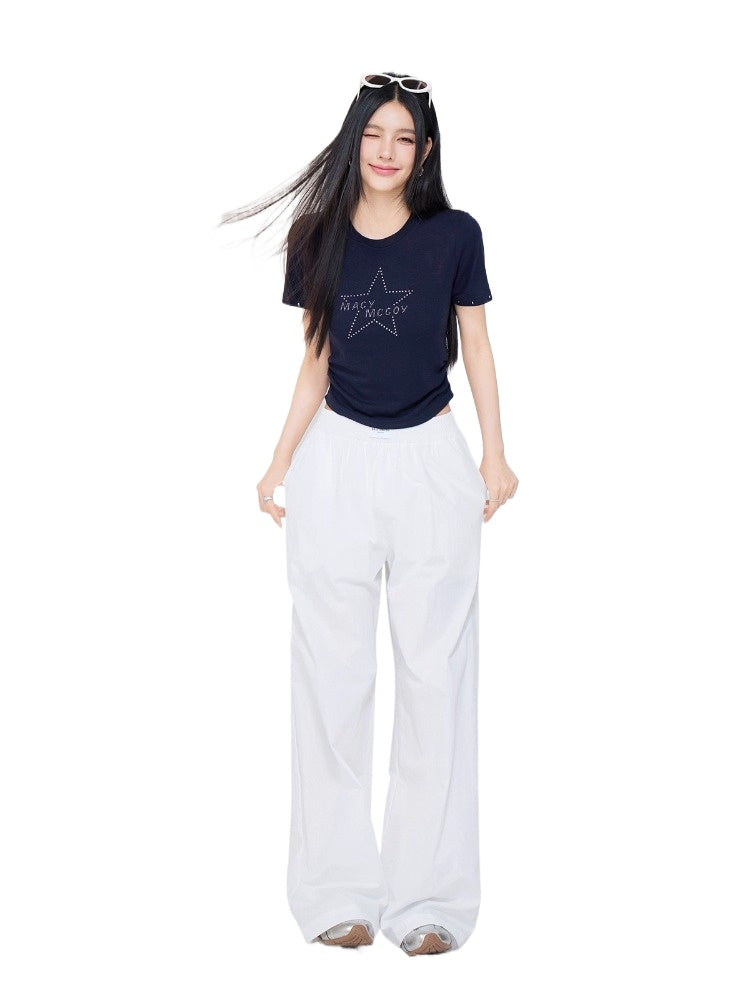 White High-Waisted Wide-Leg Pants
