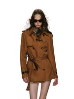 Double Breasted Cinched Waist Trench Coat