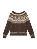 Fair Isle Jacquard Crewneck Knit Sweater
