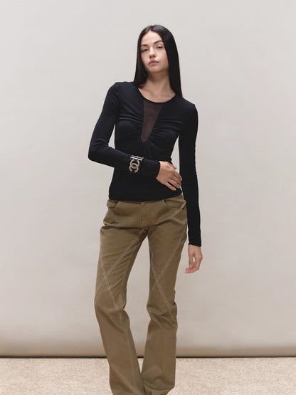 Vintage-Wash Slim Khaki Pants