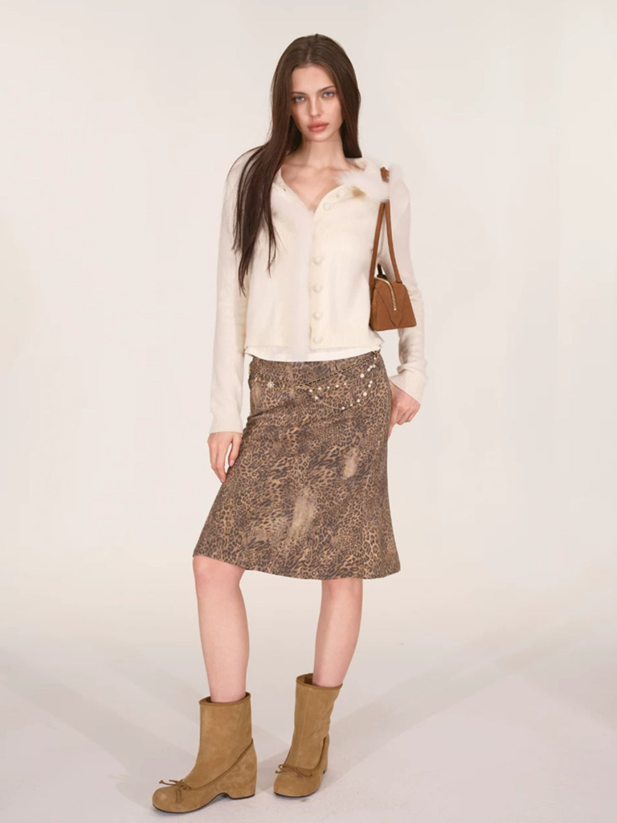 Fox Fur Trim Wool Cardigan