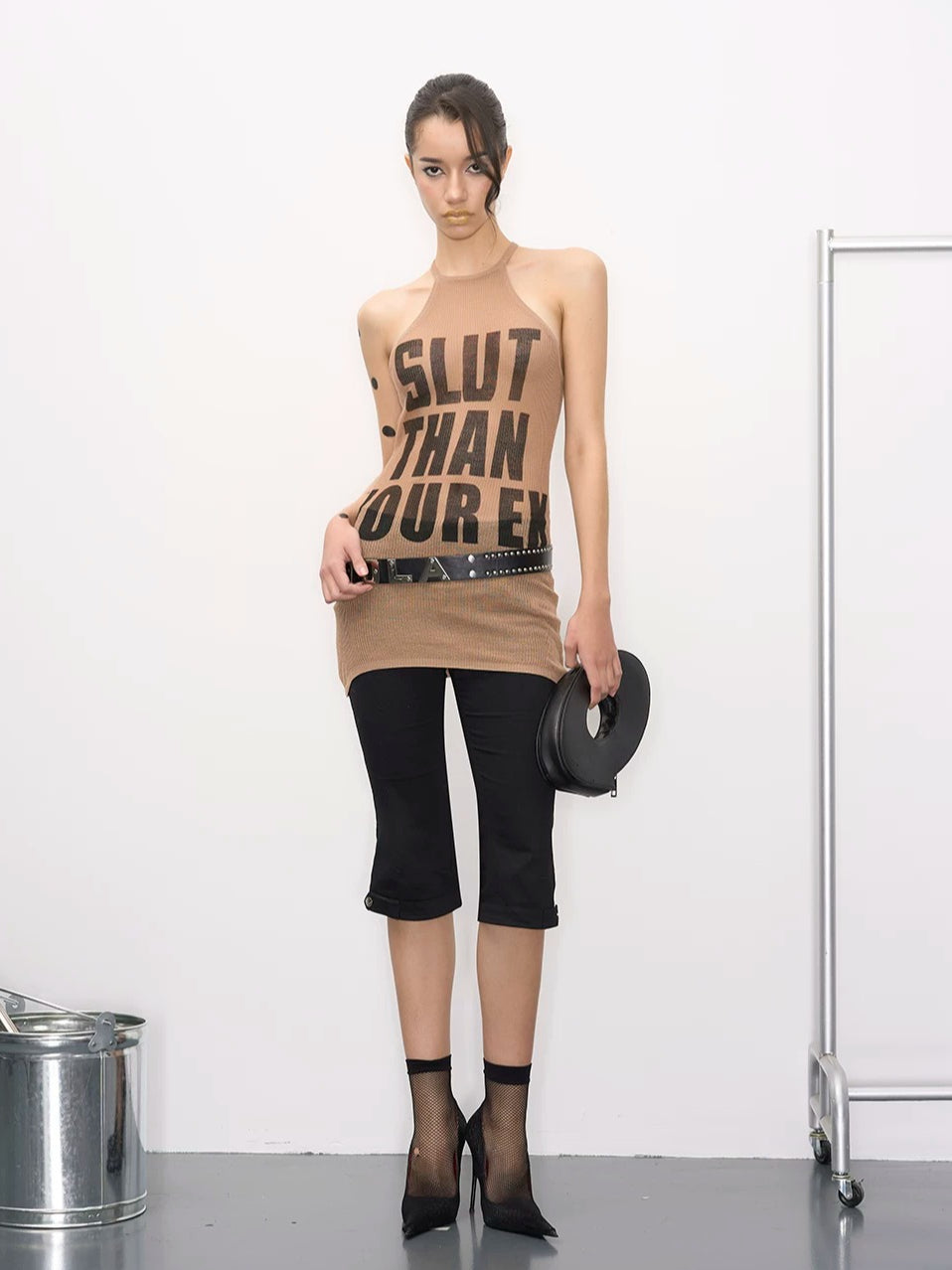Letter Print Halter Knit Dress