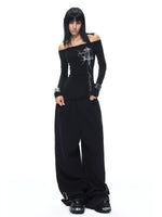 Gothic Off-Shoulder Printed Top