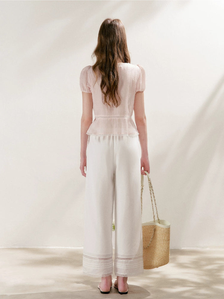 Lace Trim Cropped Pants