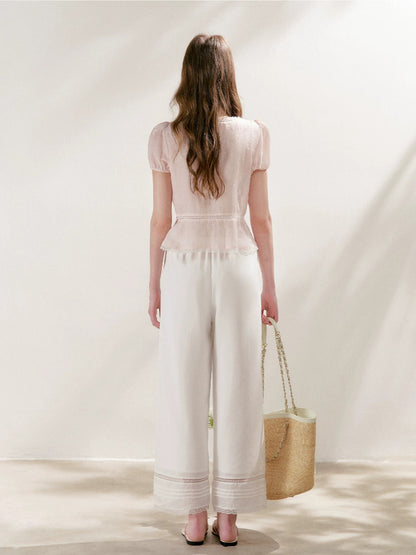 Lace Trim Cropped Pants