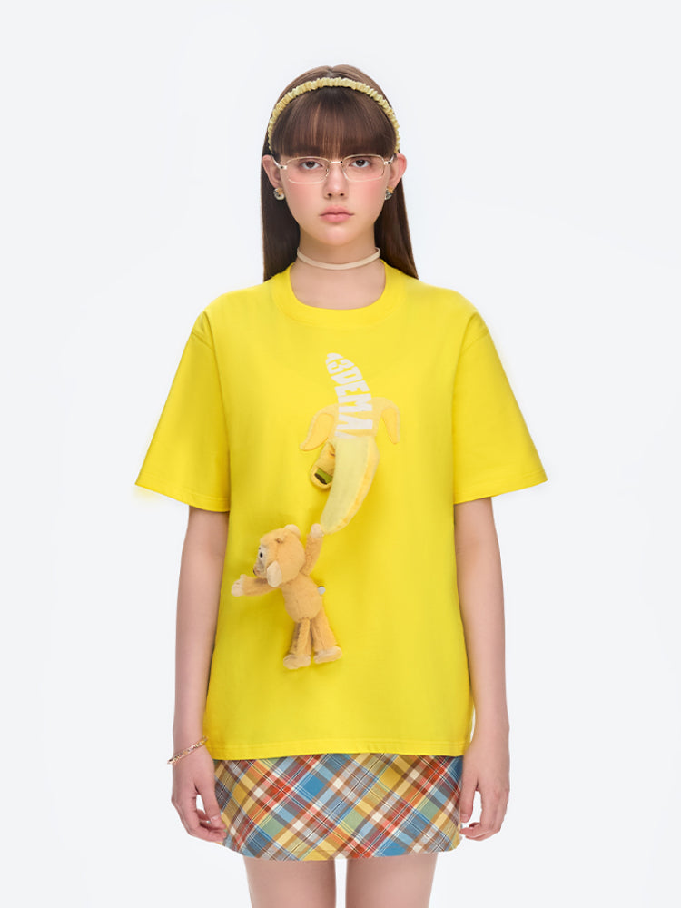 Monkey Bear Doll Banana Cotton T-shirt