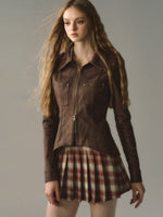 Coffee Metal Zipper Shirt