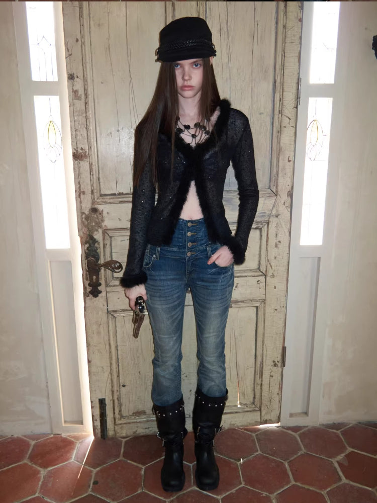 Washed High Waist Flare Jeans