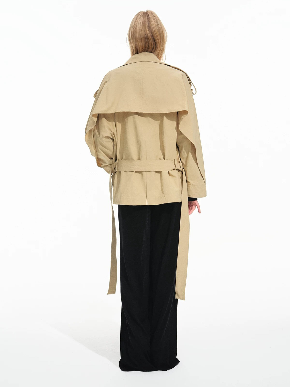 Stand Collar Belted Trench Coat