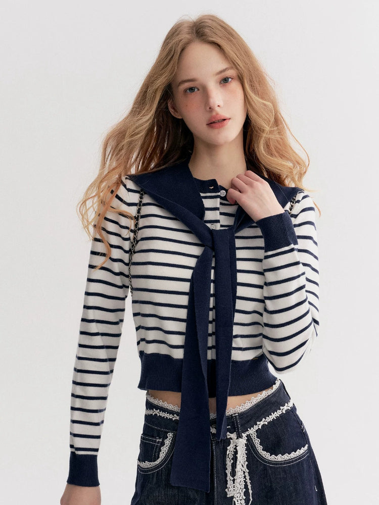 Striped Knit Cape Set