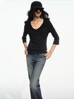 V Neck Knit Top