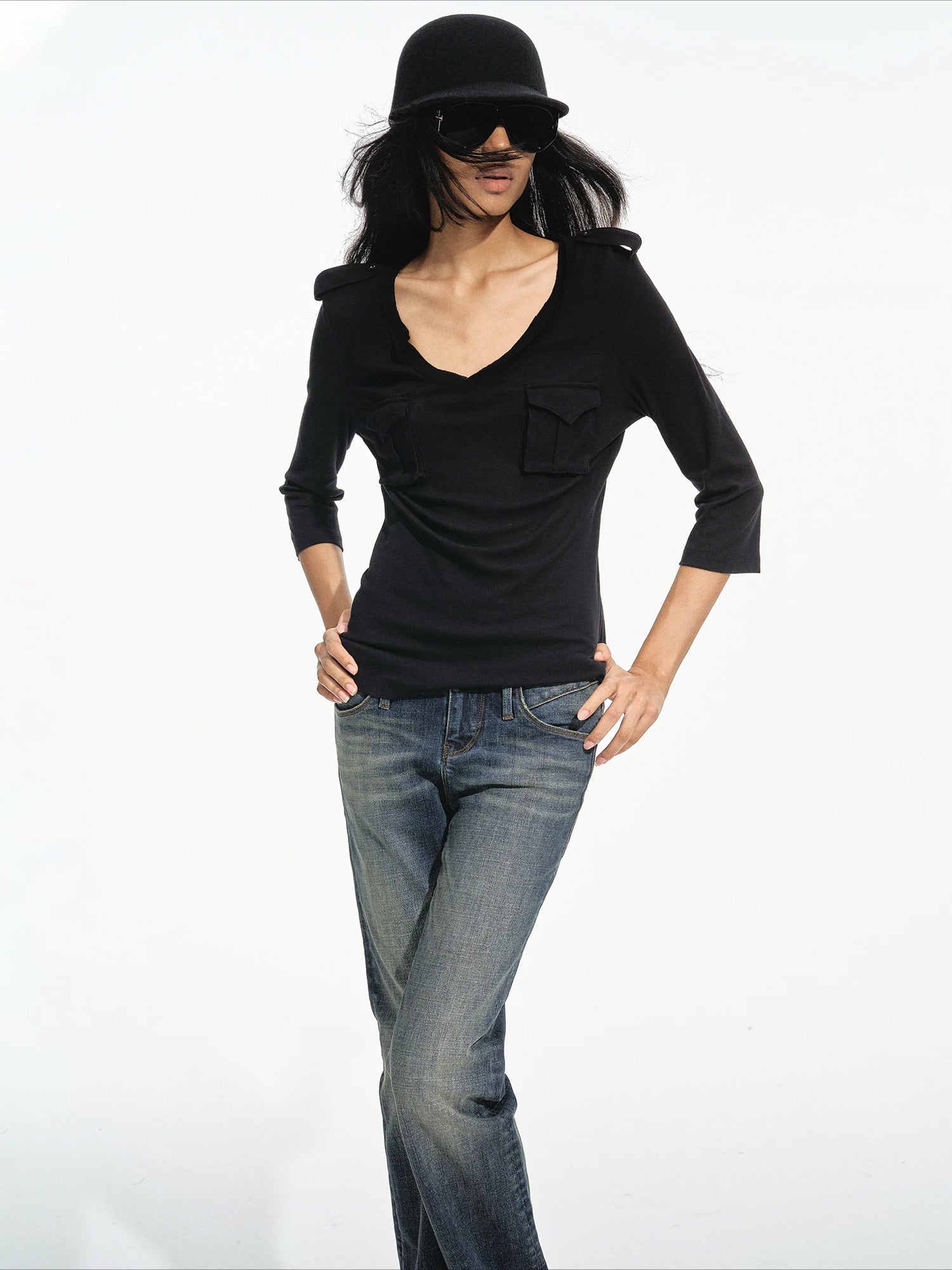 V Neck Knit Top