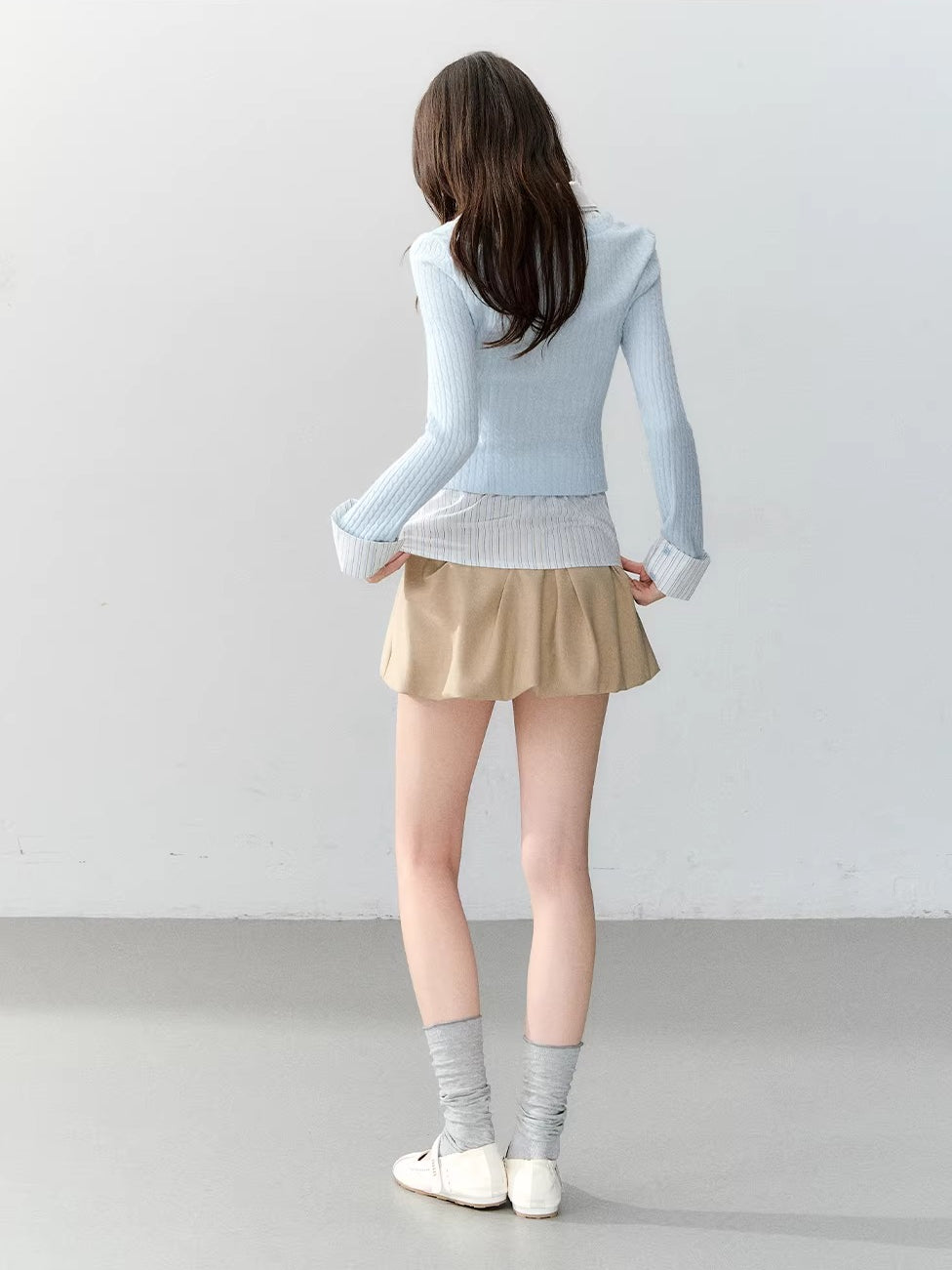 Cable Knit Layered Blouse