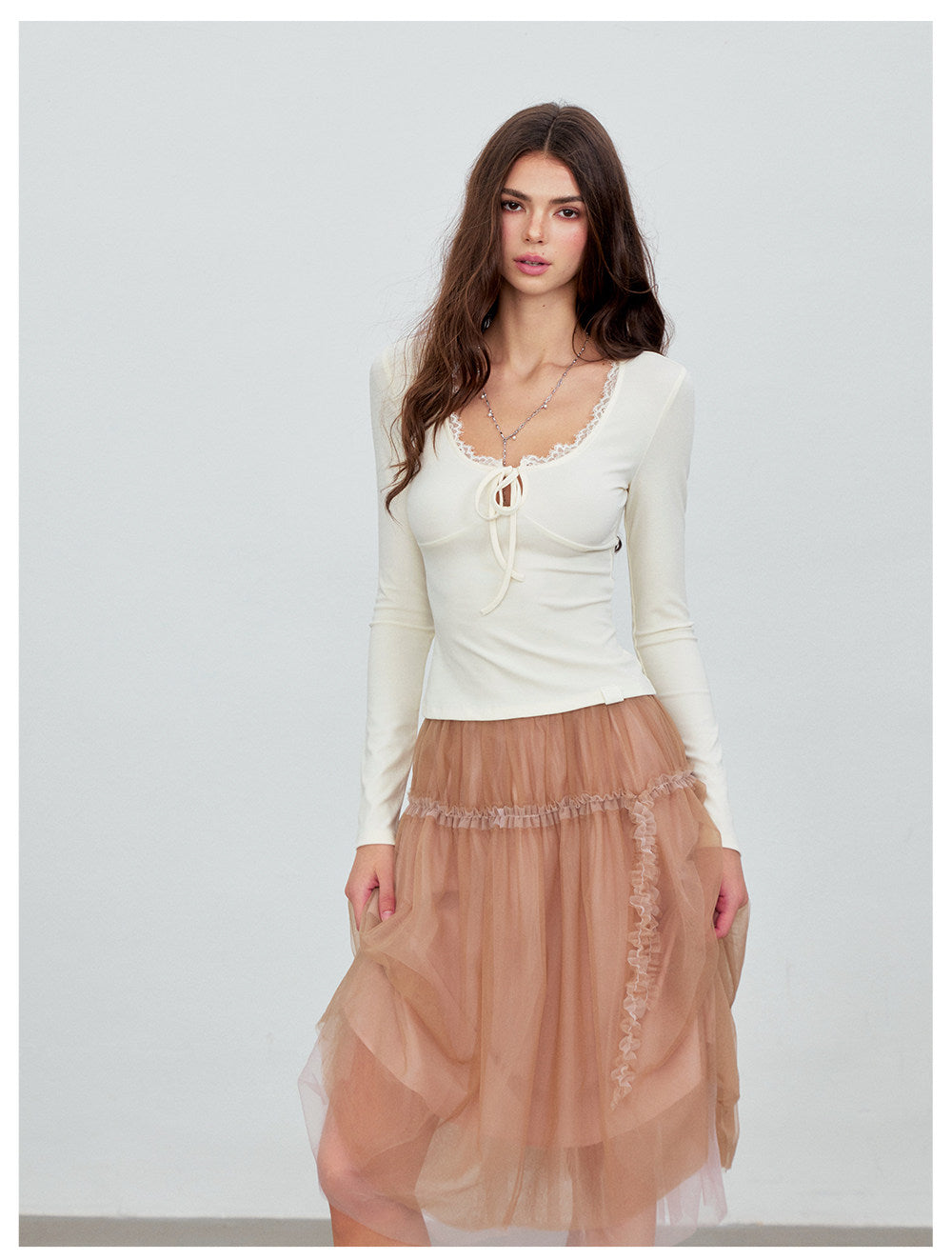 Lace Tie Knit Top