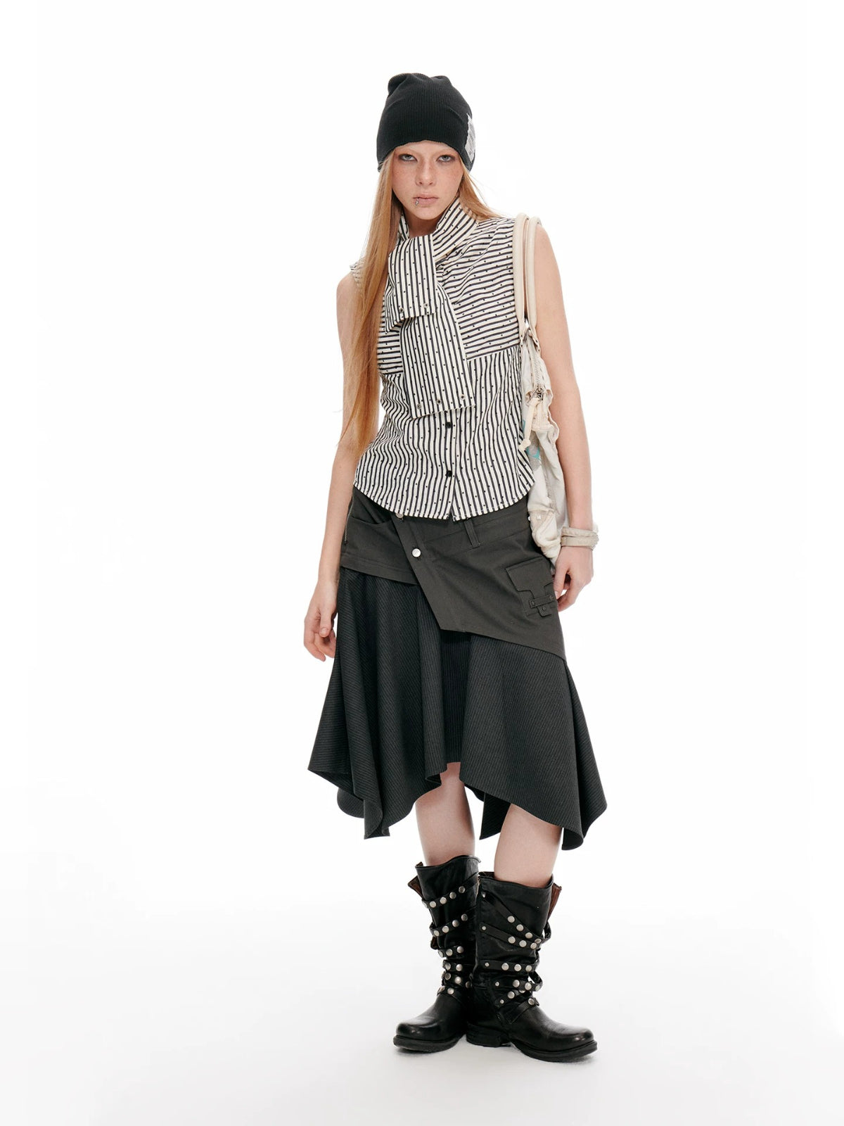 Vintage Asymmetric Cargo Midi Skirt