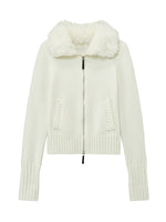 Vintage Wool Fur Collar Cardigan