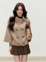 Double-Breasted Brooch Knit Cardigan