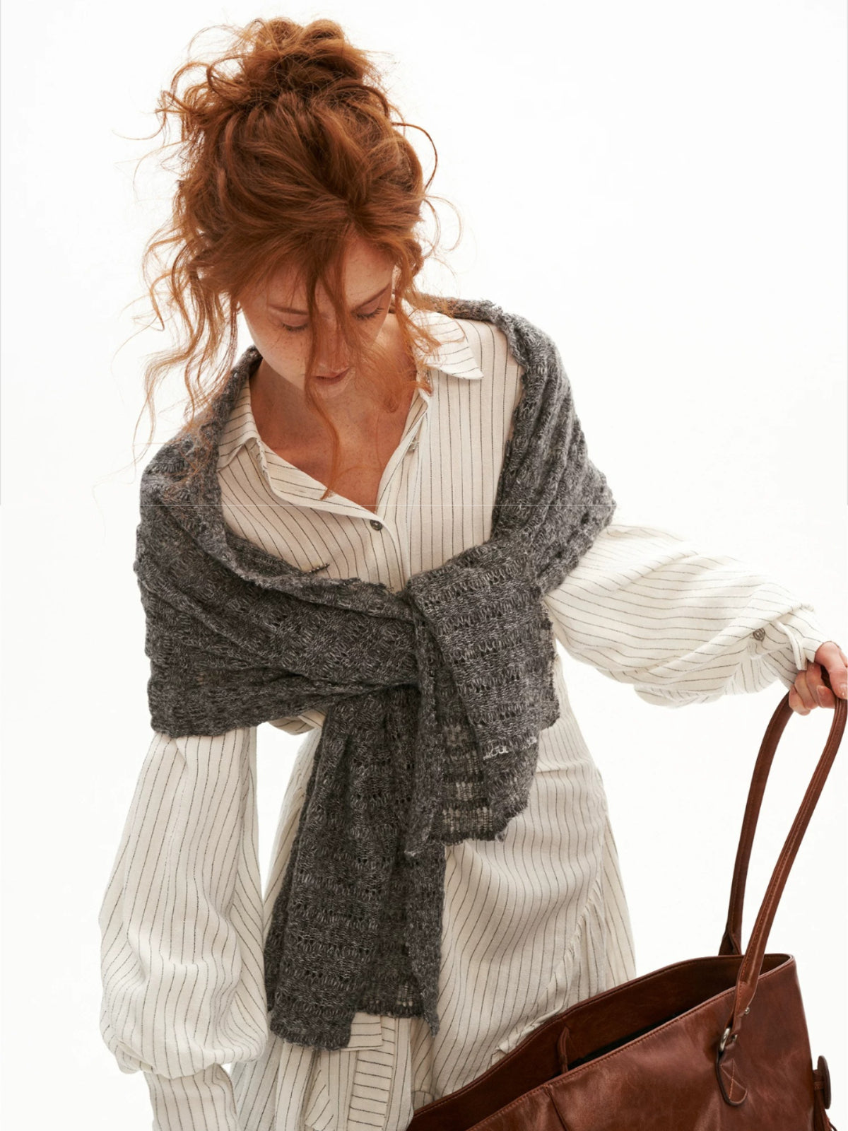 Textured Wave Knit Scarf