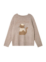 Animal Jacquard Embroidered Knit Sweater