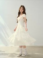 Rose Embroidery Square Neck Dress