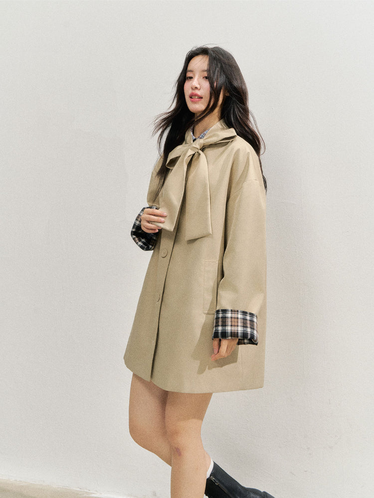 Khaki Bow Trench Coat
