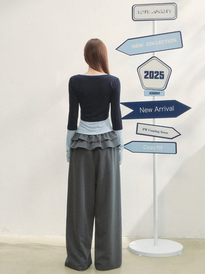 Striped Two-piece Contrast Color Cardigan