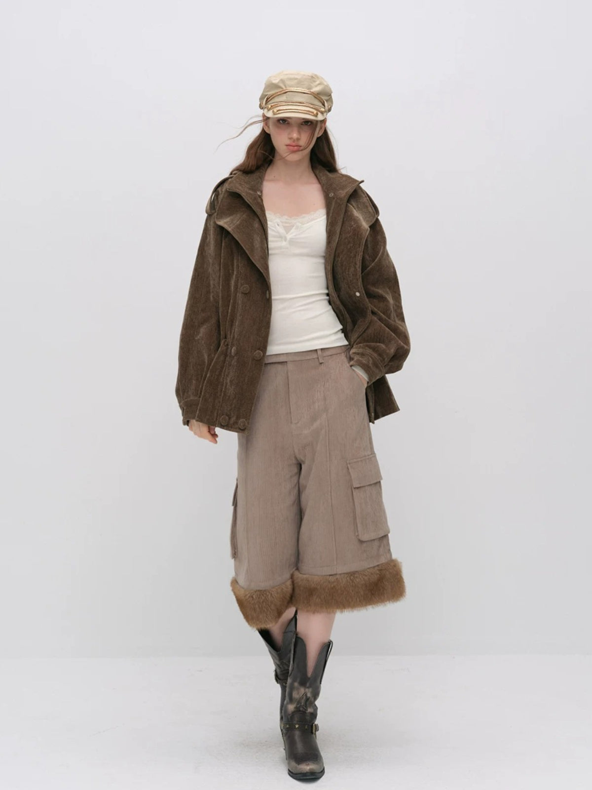Corduroy Hooded Down Jacket