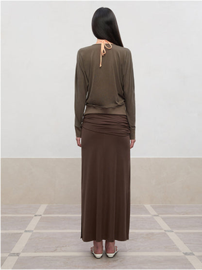 Lyocell-Linen V-Neck Knit Cover-up