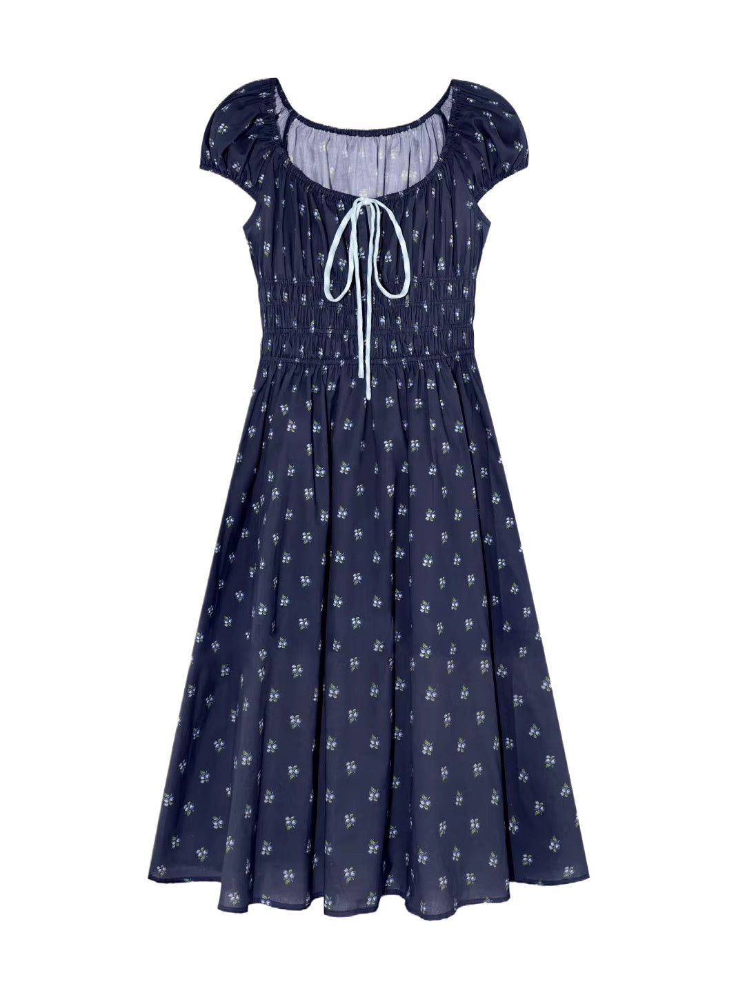 French Floral Tie Waist Dress