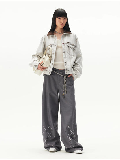 Gelain Rhinestone Asymmetric Waist Pants
