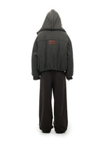 Plaid Wool Hooded Puffer Jacket