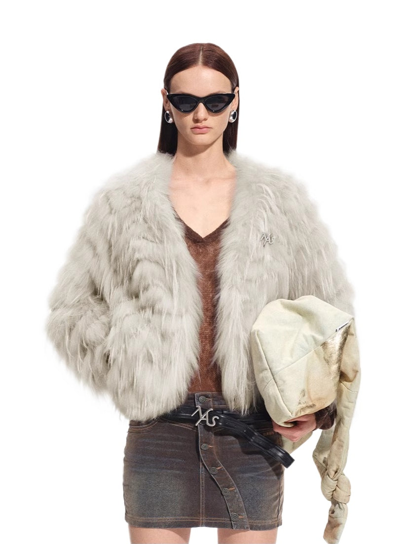 Bordeaux Raccoon &amp; Rabbit Fur Jacket