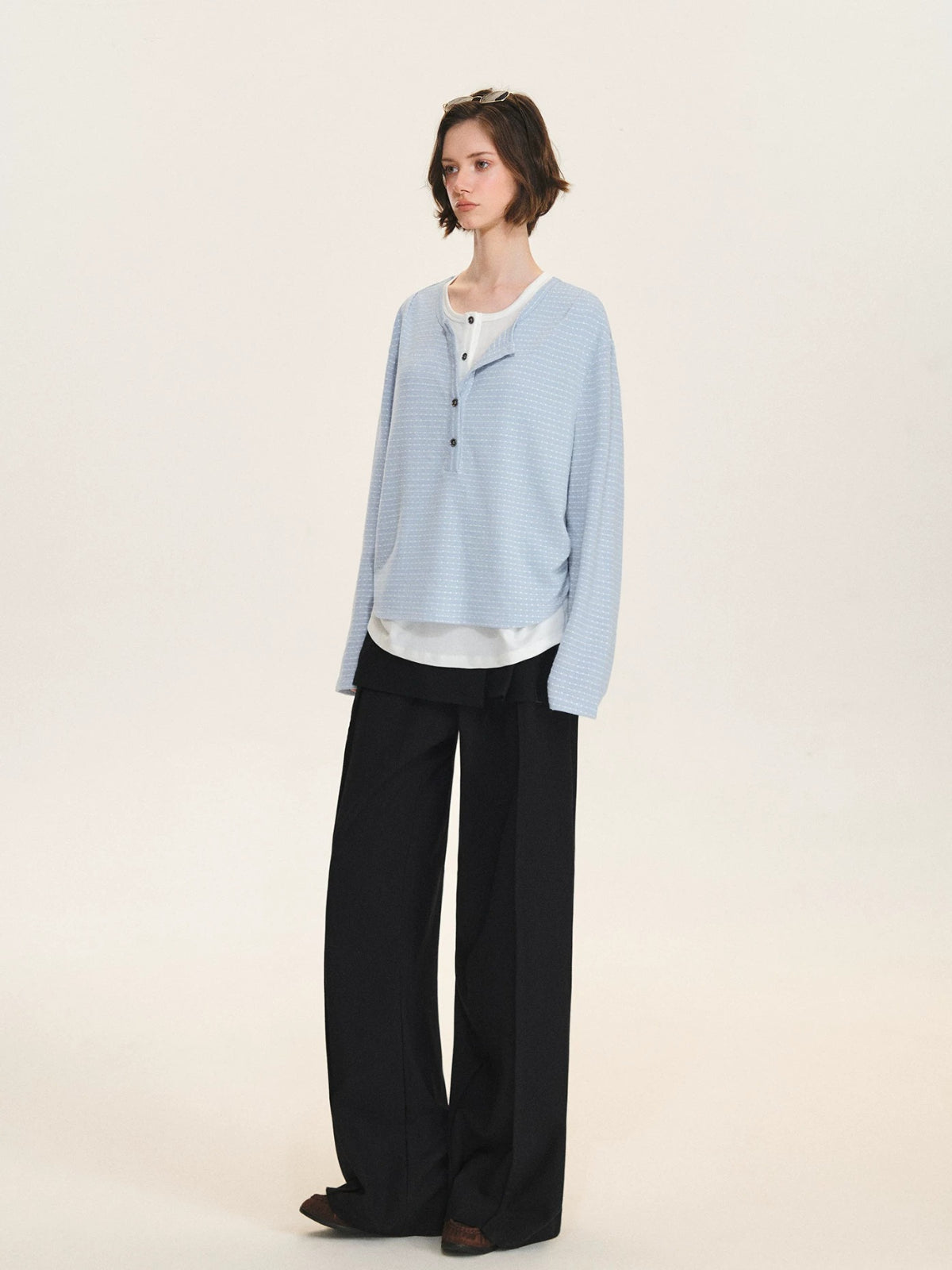 Detachable Overlay Wide Leg Pants