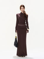 Purple Lace Ruched Top & Skirt Set