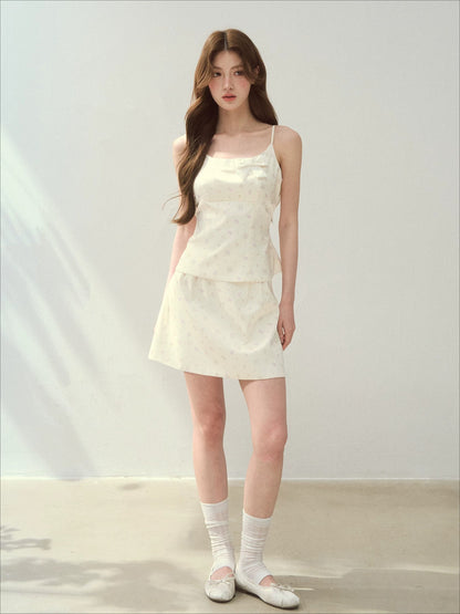 White Floral Satin Set