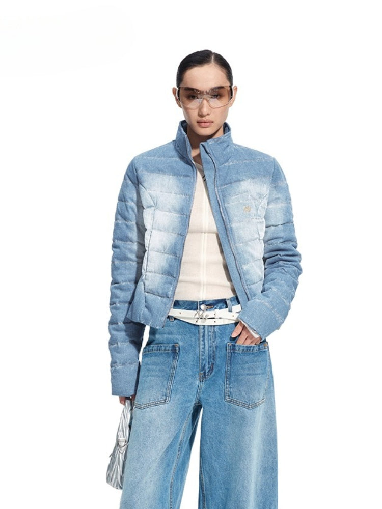 &quot;Caracal Series&quot; Washed Denim Twill Down Jacket