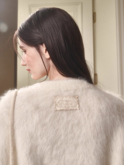 Little Lamb Alpaca-Cashmere Long Plush Crewneck