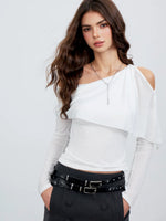 Asymmetric Shoulder Draped Top