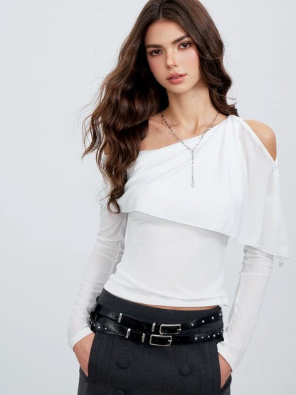 Asymmetric Shoulder Draped Top