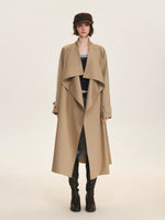 Khaki Waterfall Collar Trench Coat