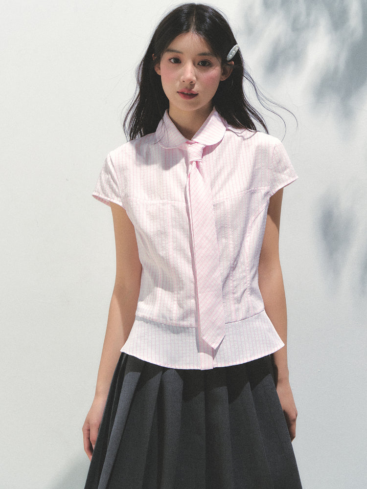 Pink Checkered Colorful Button Tie Shirt