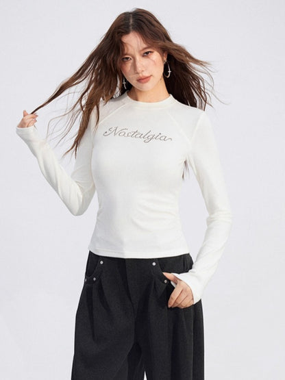 Rhinestone Fleece Knit Top