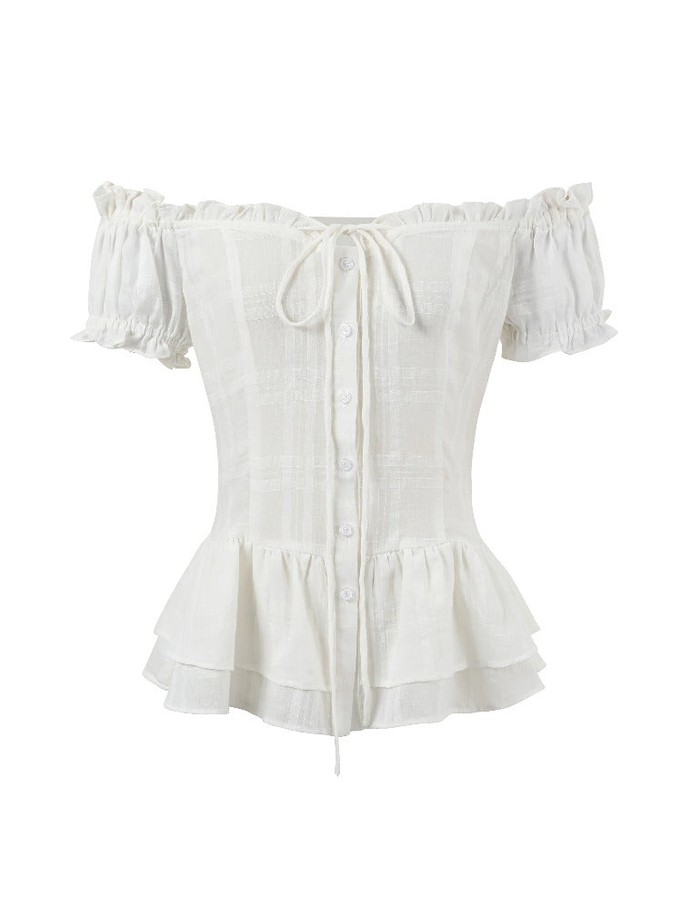 White Ruffle Off Shoulder Blouse