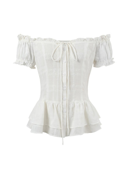 White Ruffle Off Shoulder Blouse